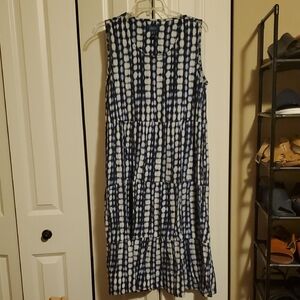 Denim&Co Black and White Sleeveless Tiered Maxi Sundress
